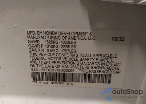 2022 Acura Ilx Premium Package из США, поврежденный, VIN 19UDE2F7XNA005356